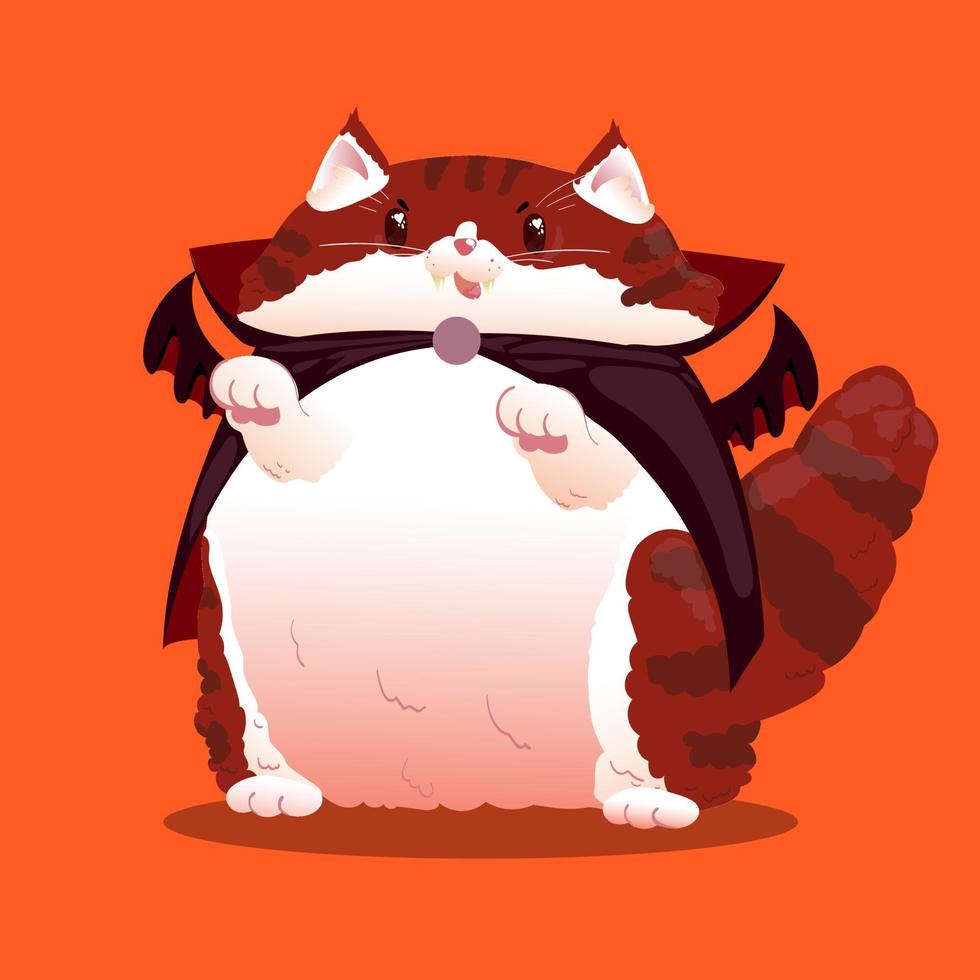 Ilustración de vector de lindo gato vampiro