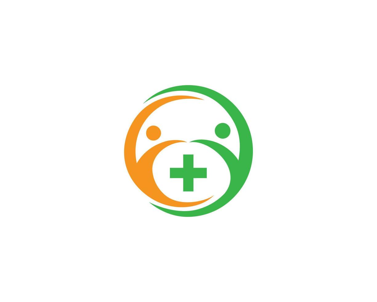personas sanas y plantilla de símbolo vectorial de diseño de logotipo médico. vector