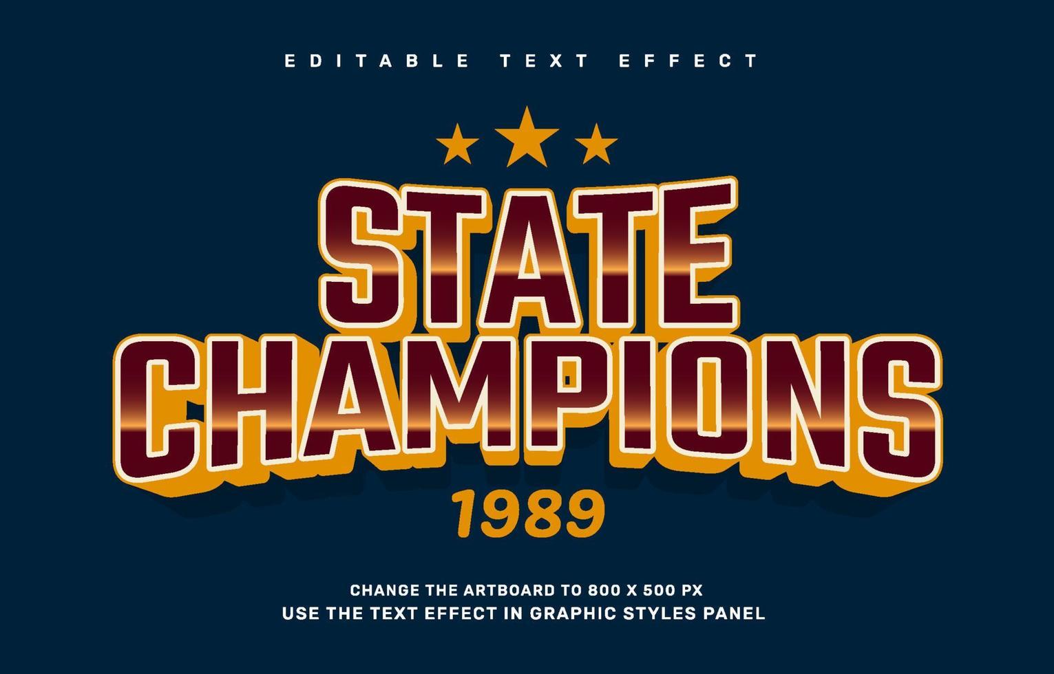 State champions editable text effect template vector