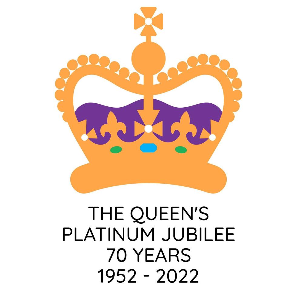 Banner of The Queen's Platinum Jubilee. 1952-2022. The Queen will become the first British Monarch to celebrate a Platinum Jubilee after 70 years of service. vector