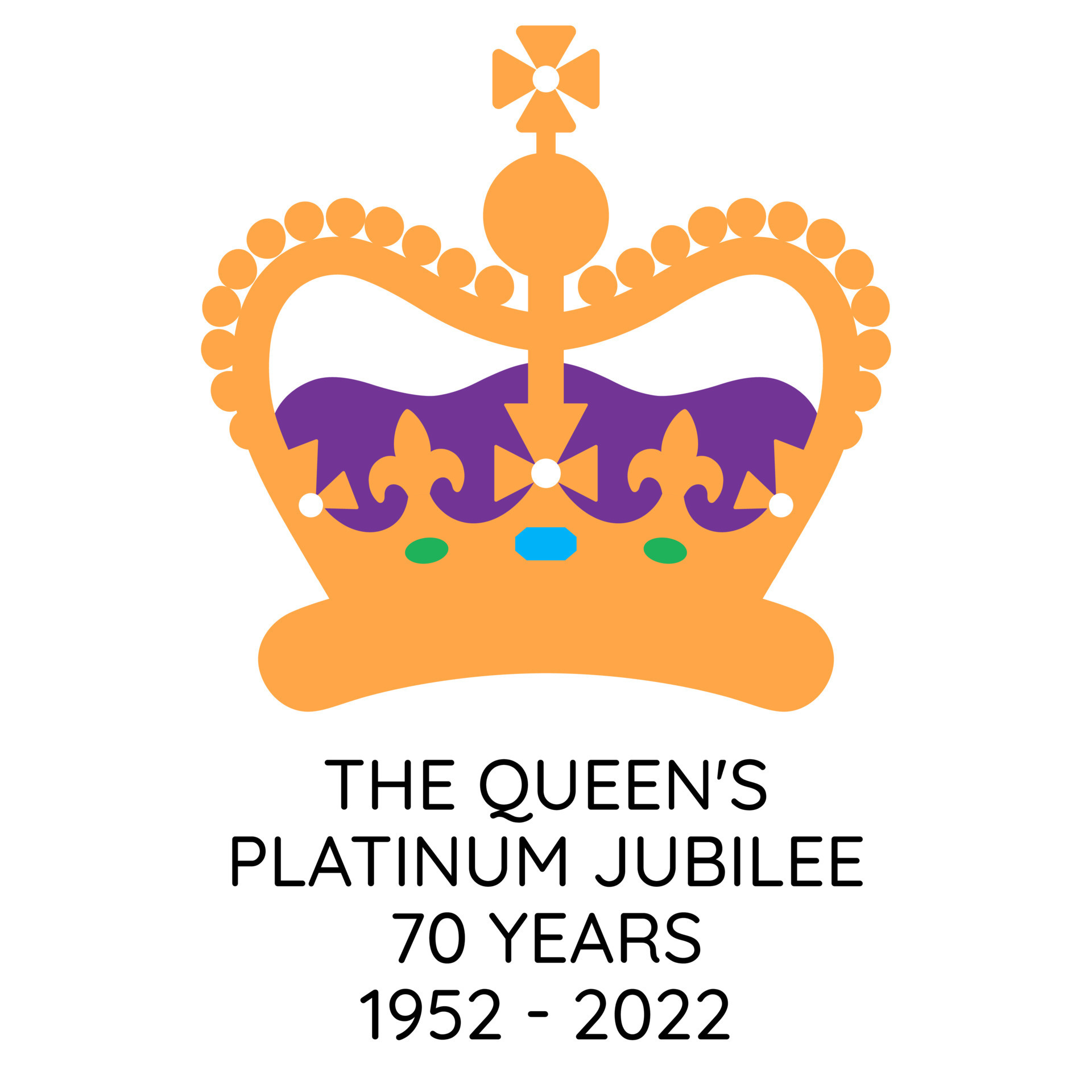 Banner of The Queen's Platinum Jubilee. 19522022. The Queen will