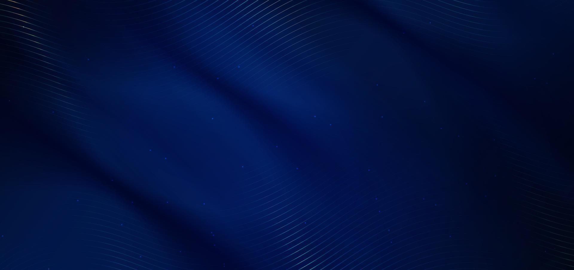 Abstract luxury glowing lines curved overlapping on dark blue background. vector