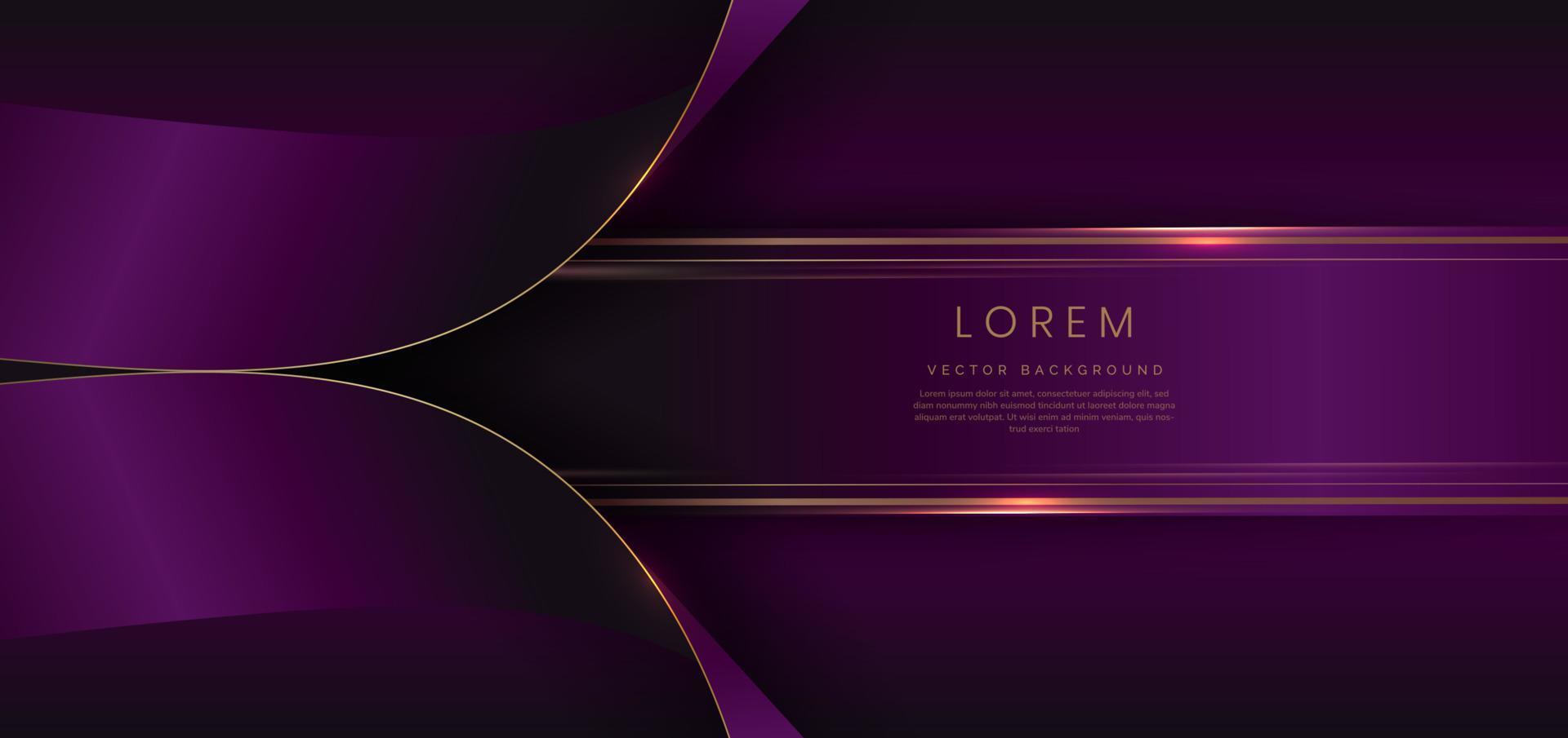 Abstract 3d curved violet ribbon on violet background with lighting effect copy space for text. Luxury design style. vector
