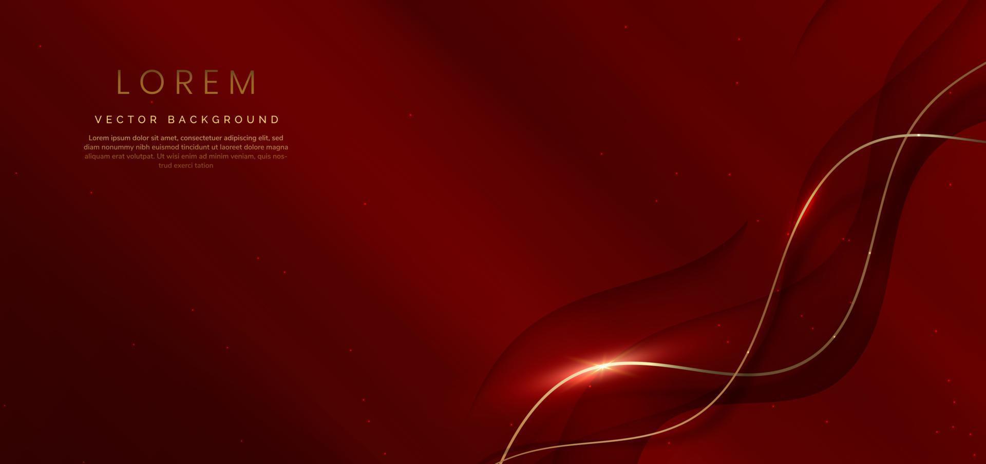Abstract elegant red background with golden line and lighting effect