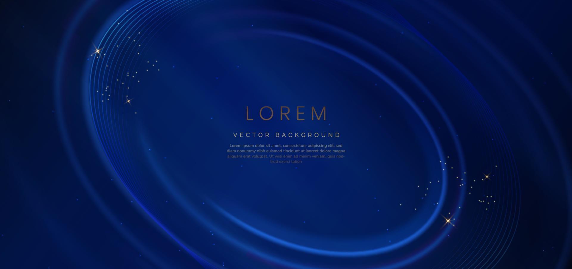 Abstract luxury glowing curved lines overlapping on dark blue background. Template award nomination ceremony design. vector