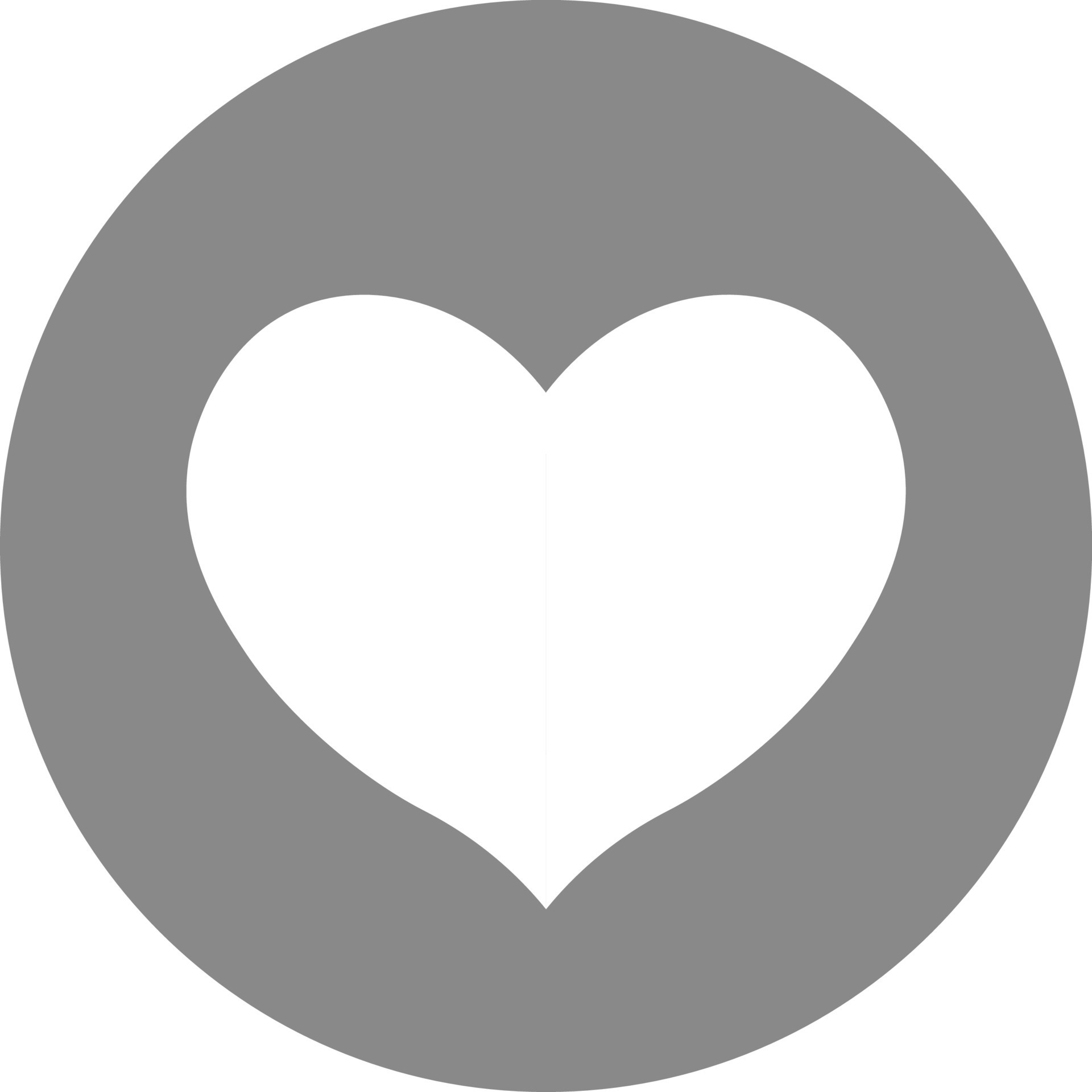 Vector flat gray heart icon in a circle. Heart icon circle logo