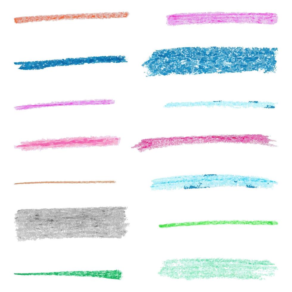 Vector colored brush strokes with chalk, pastel effect. Grunge style for illustrations
