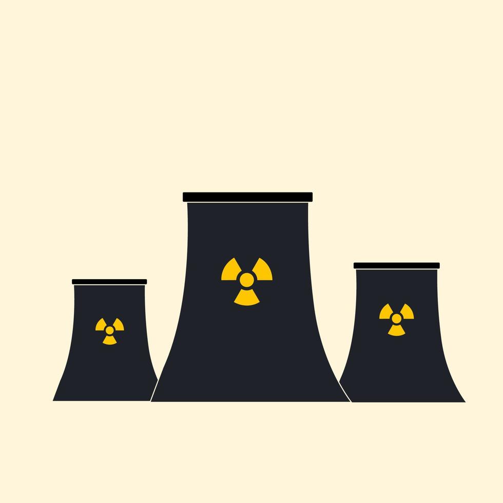 reactores nucleares .planta de energía nuclear, boceto npp.ilustración vectorial dibujada a mano aislada en fondo blanco. estilo moderno de dibujos animados planos. vector