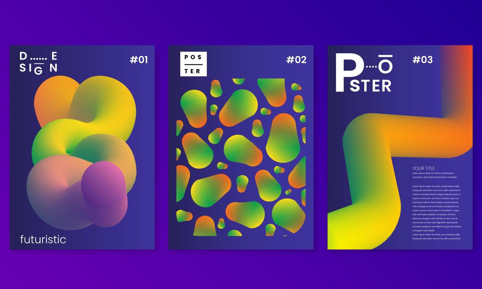 Posters set with gradient shapes composition.Minimal Poster Layout Collection. vector