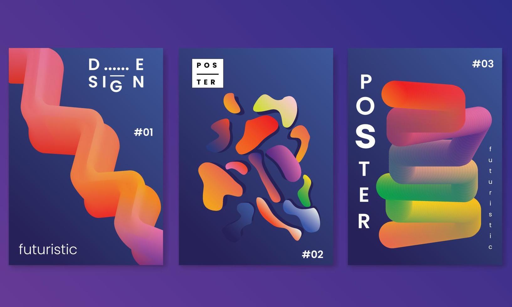 Posters set with gradient shapes composition.Minimal Poster Layout Collection. vector