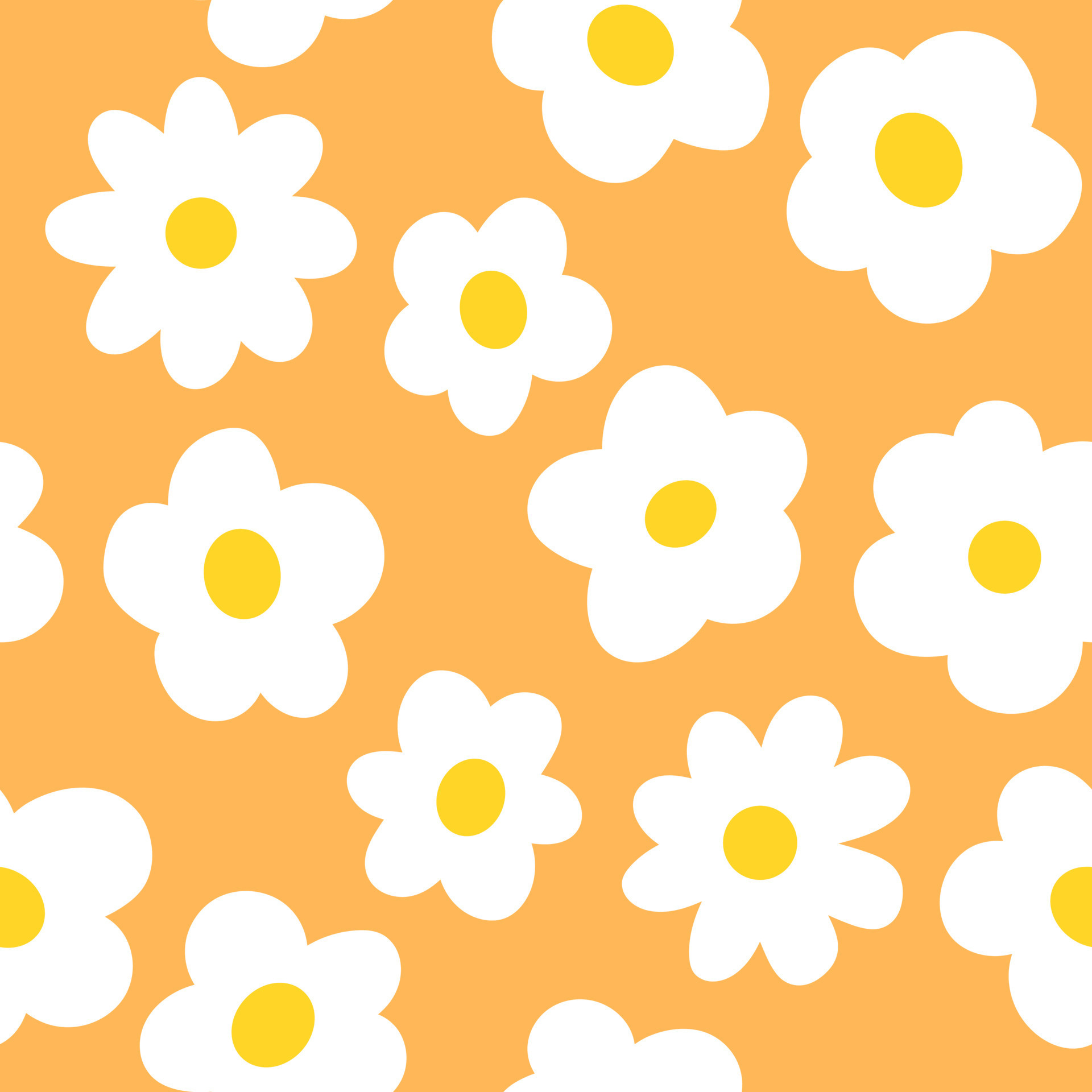 Yellow Cartoon Flowers Background, Seamless Pattern EPS Vector ...