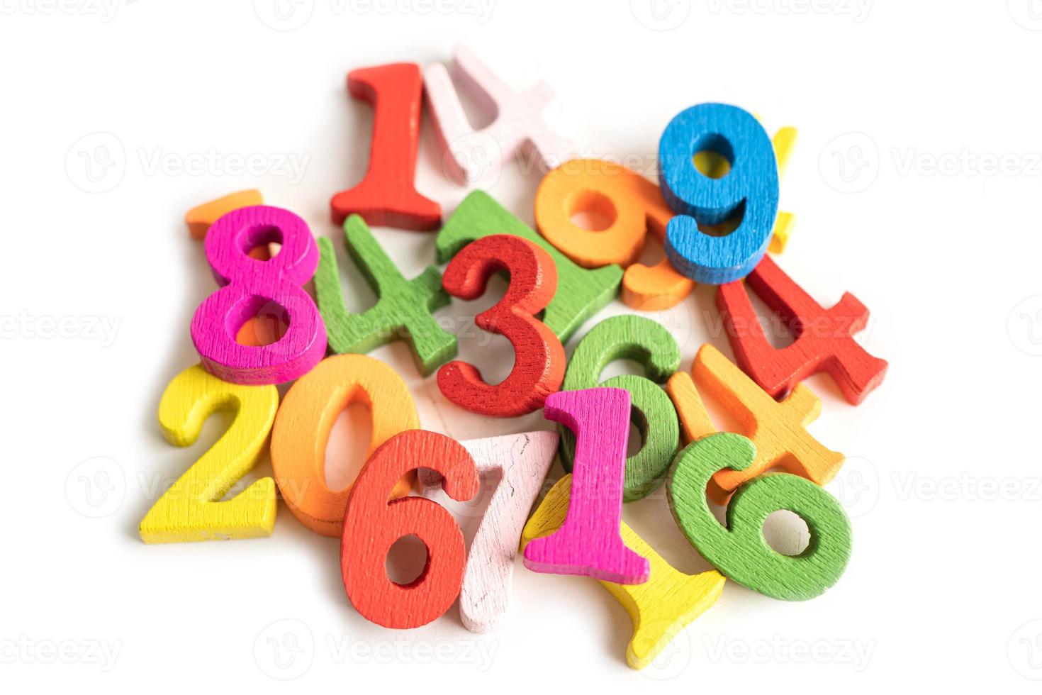 Math number colorful on white background, education study mathematics learning teach concept. photo