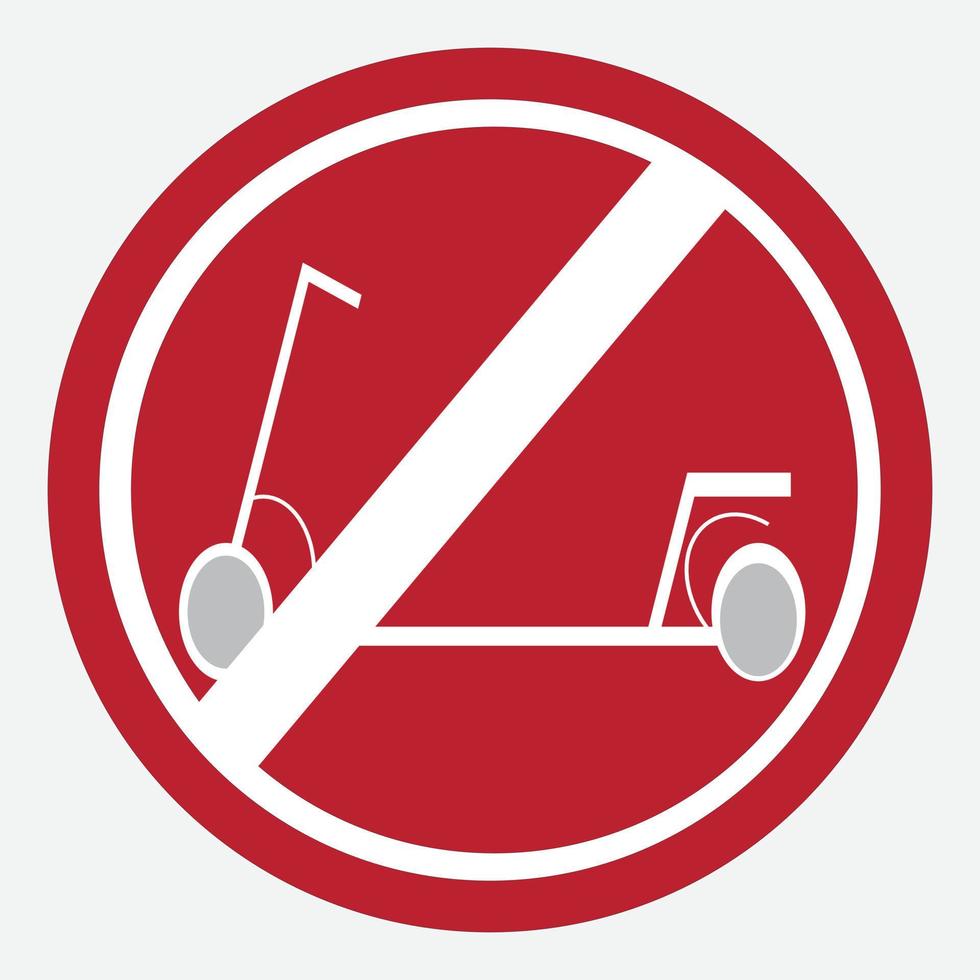 Prohibido kick scooter pegatina rojo precaución signo detener prohibición vector signo