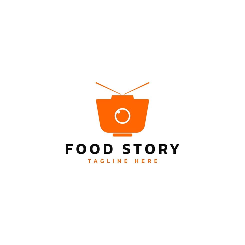 diseño simple del logotipo de la cámara y el cuenco. logotipo de fotografía de alimentos. logotipo de la historia de la comida. formato vectorial vector