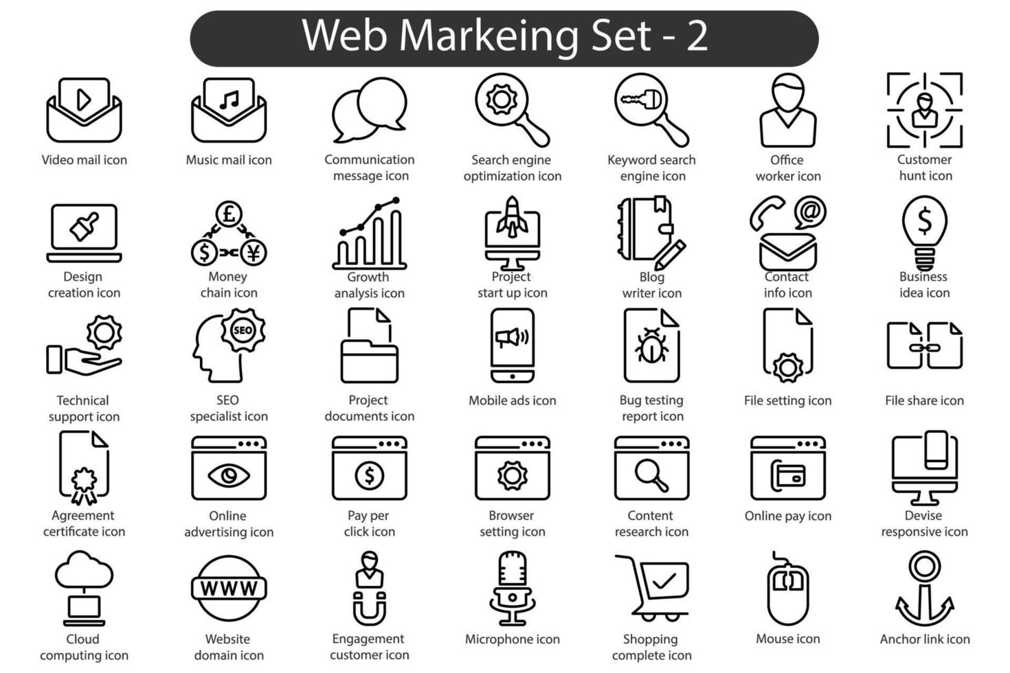 Web Marketing Line Icon 2 vector