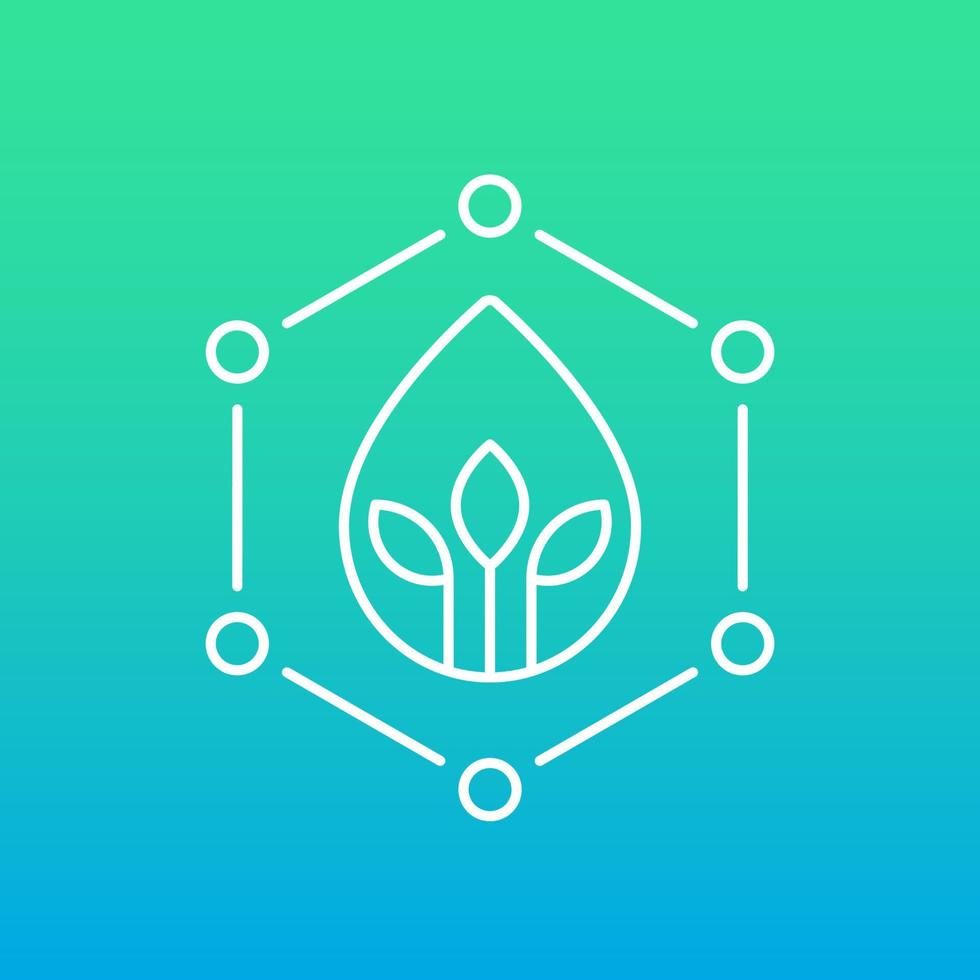 Natural component line icon with a drop, vector