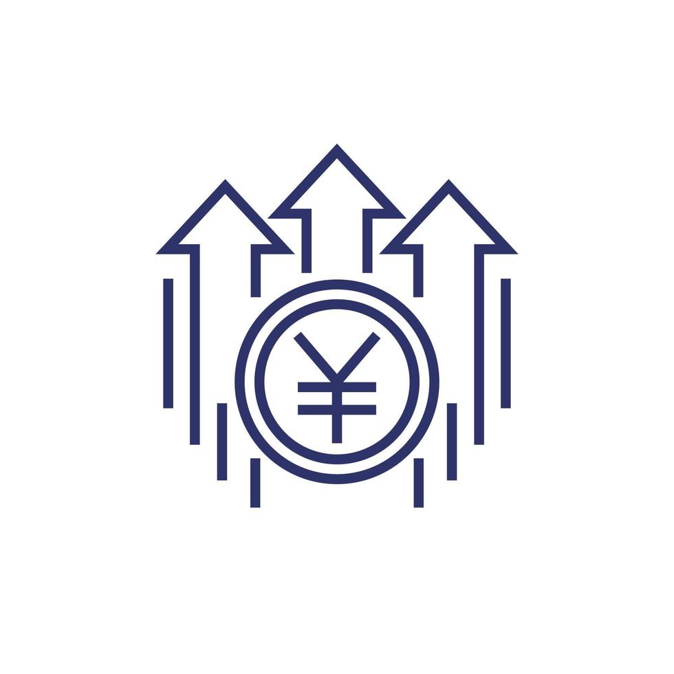 yen growth line icon, japanese money vector