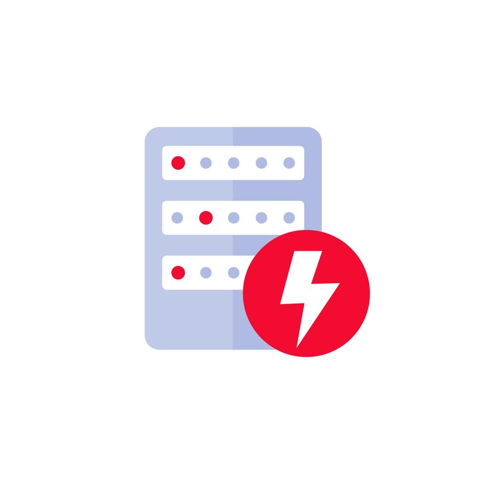 Server electricity warning, electric power icon vector