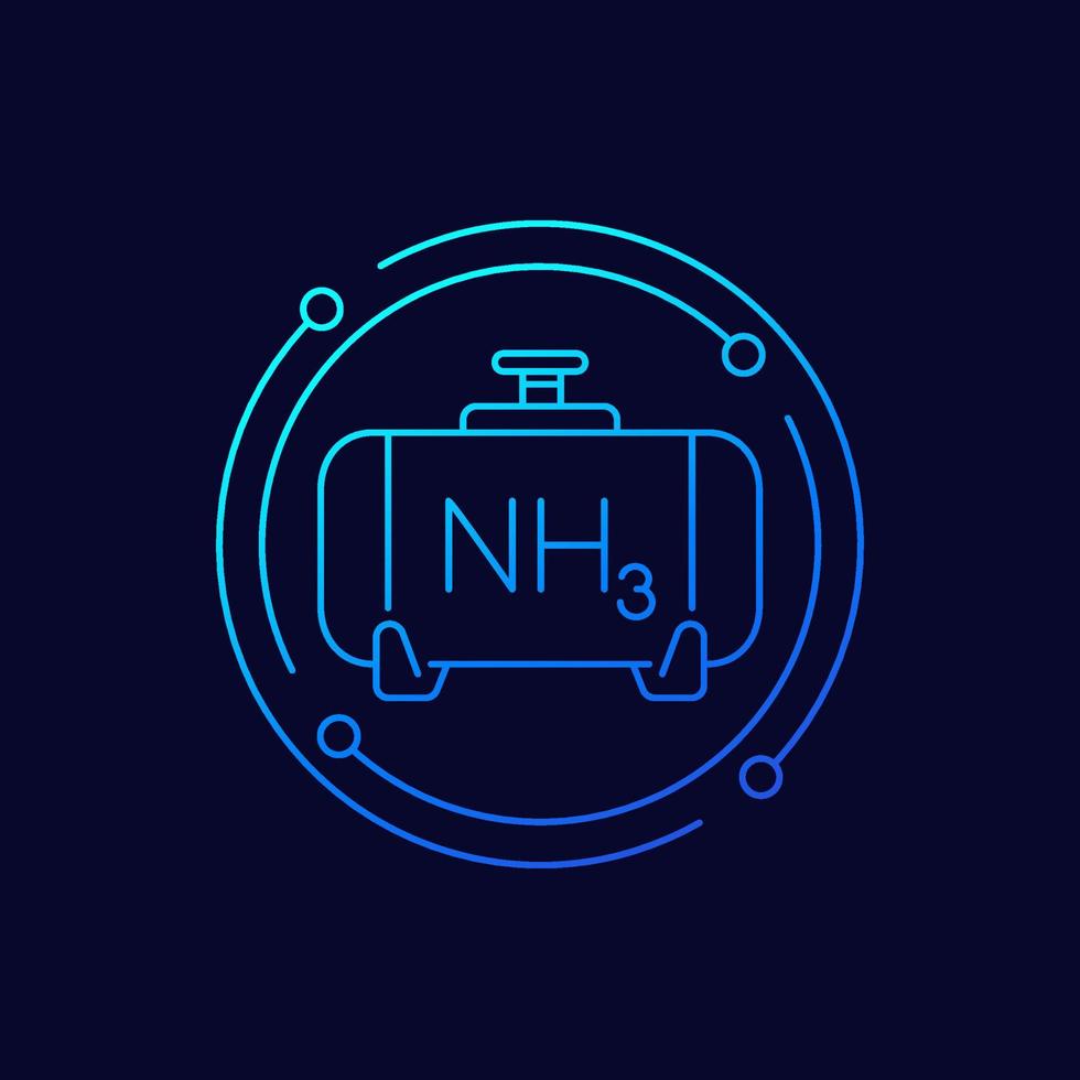 ammonia, NH3 gas tank line vector icon