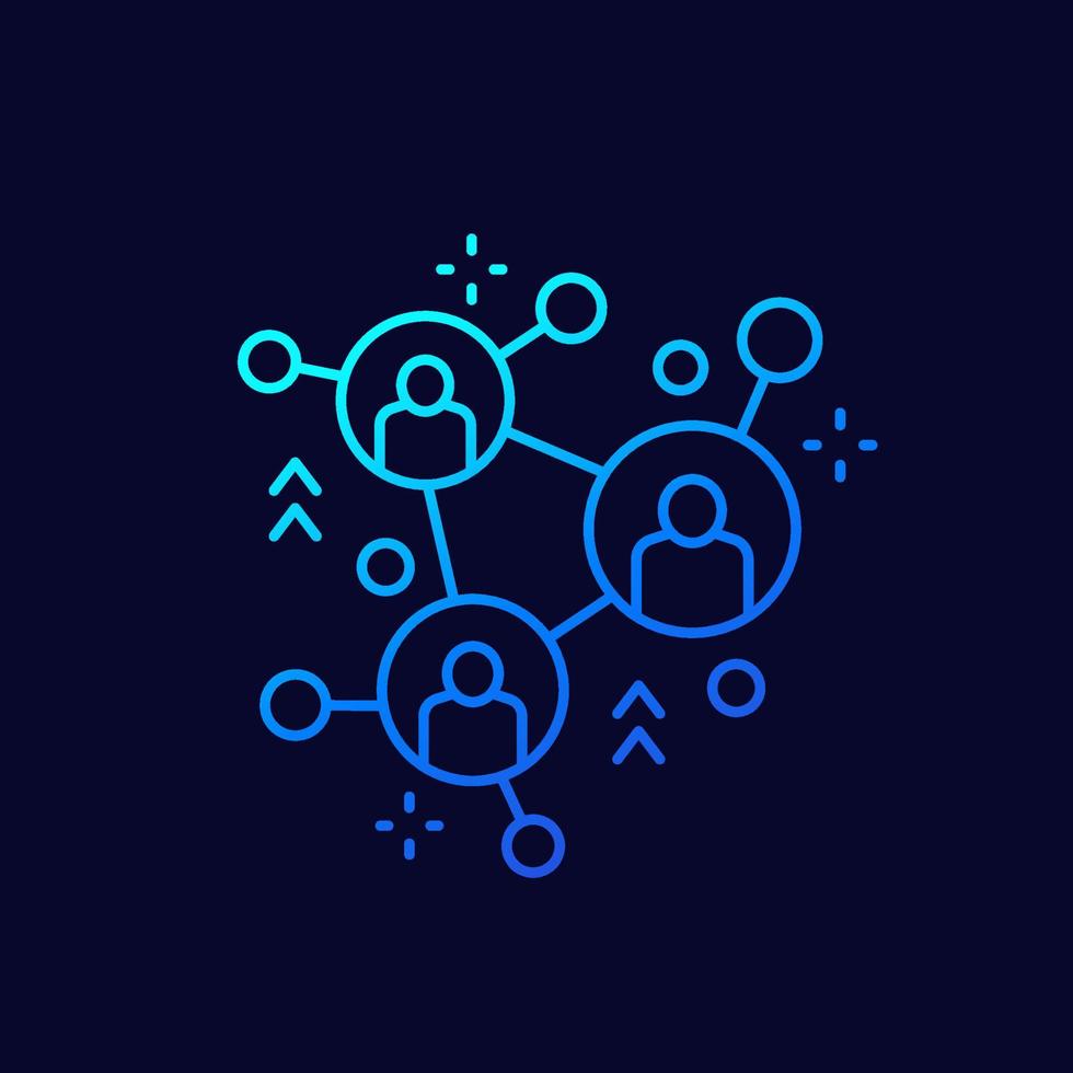 network, connecting people line icon, vector