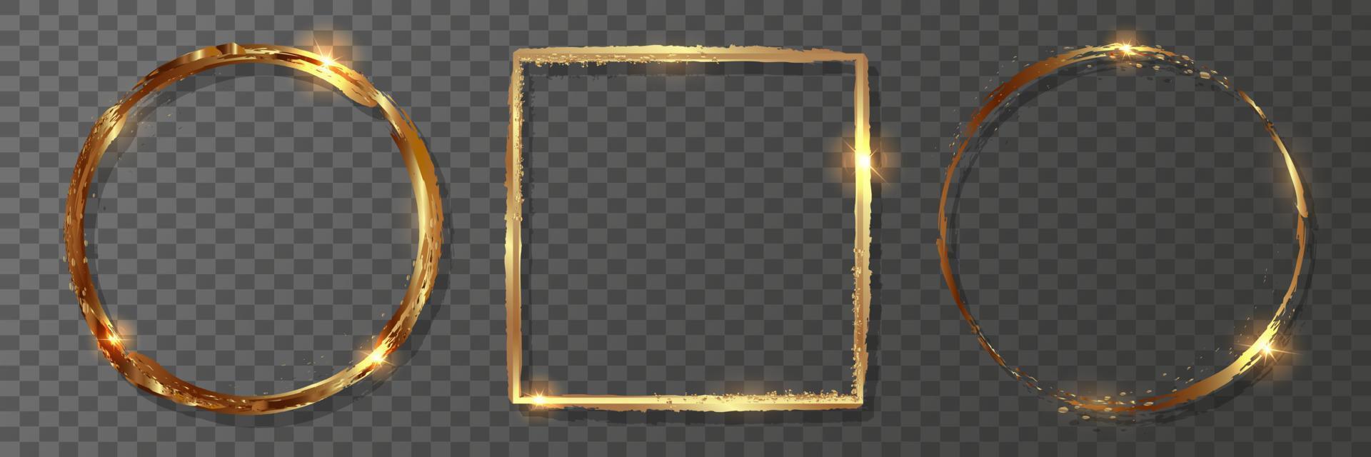 Geometric golden frames and borders Vector decorative frames.