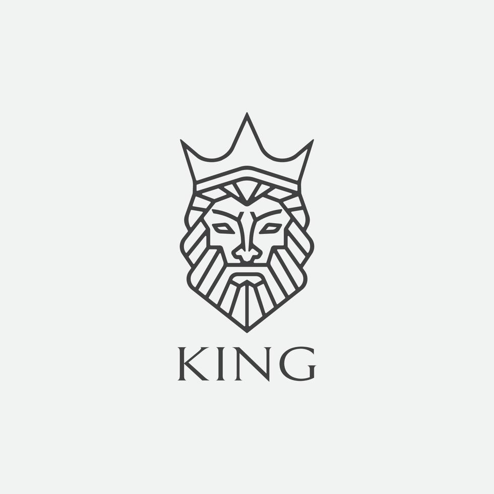 simple minimalist king head logo design vector
