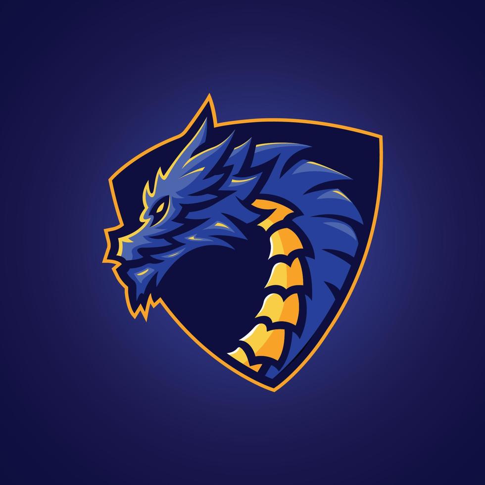 diseño de mascota de juego de logotipo de esport de cabeza de dragón vector