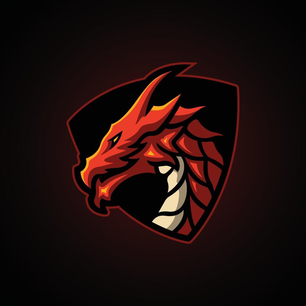 dragon head esport logo gaming mascot design vector