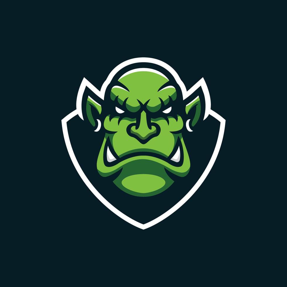 diseño de mascota de juego con logotipo de orco verde esport vector