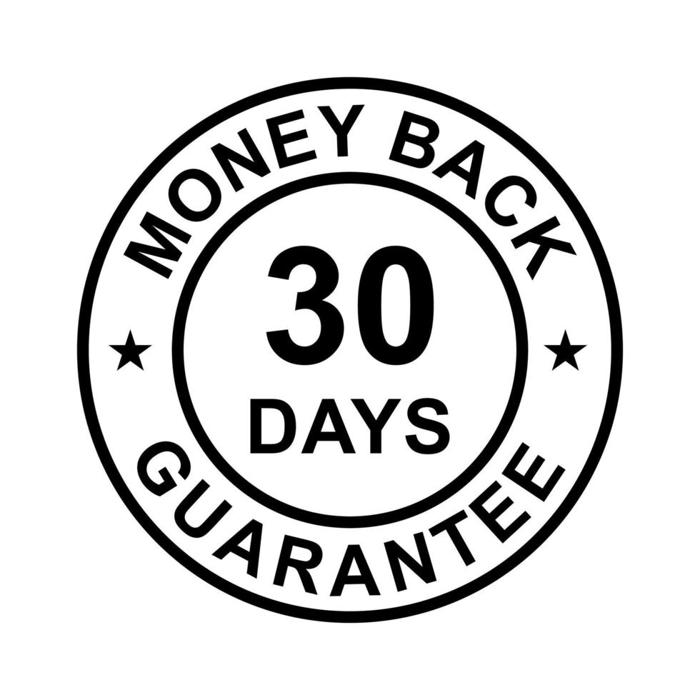 vector de icono de garantía de devolución de dinero de 30 días para diseño gráfico, logotipo, sitio web, redes sociales, aplicación móvil, ilustración de interfaz de usuario
