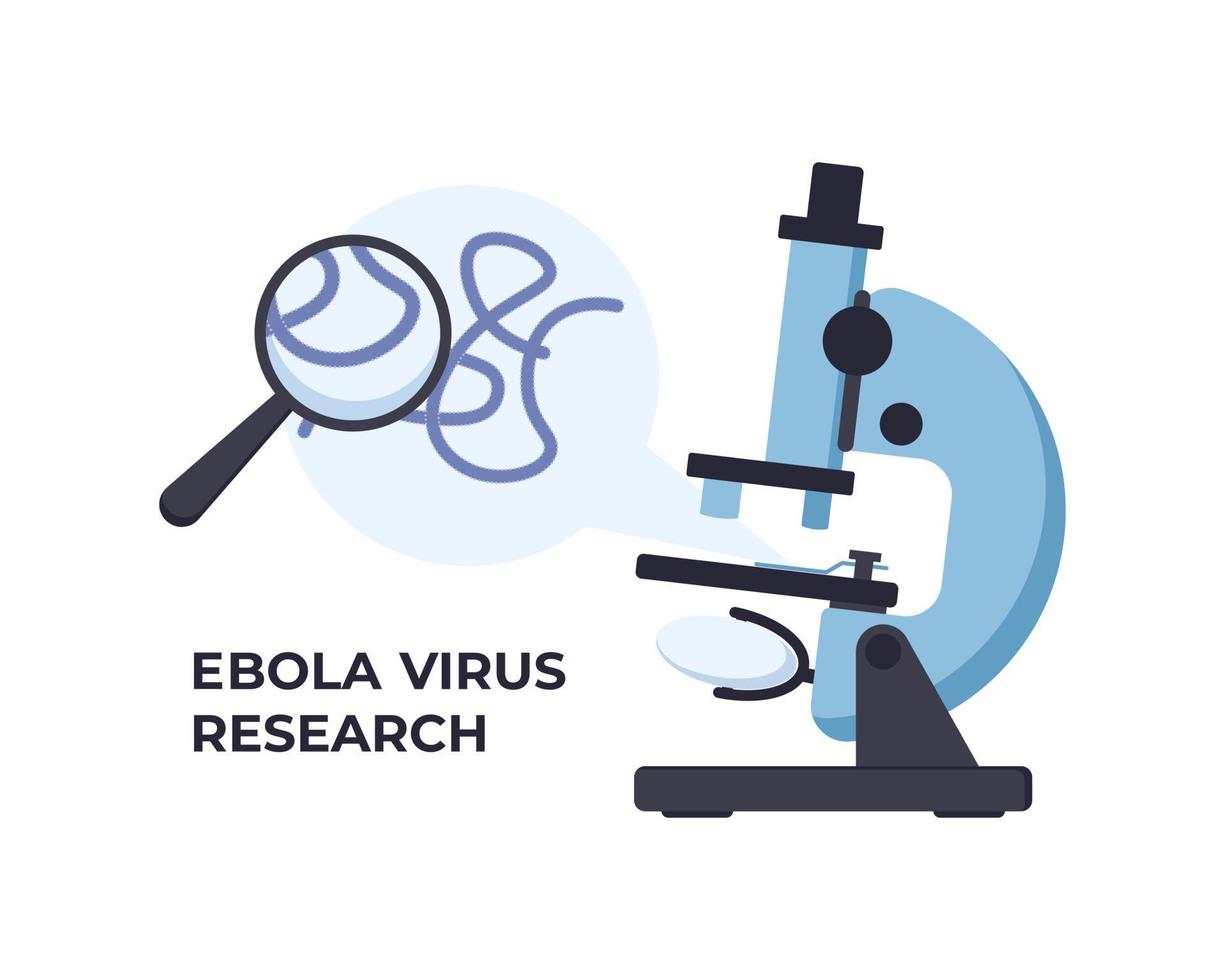 Ebola virus and microscope. Microbiology concept. vector