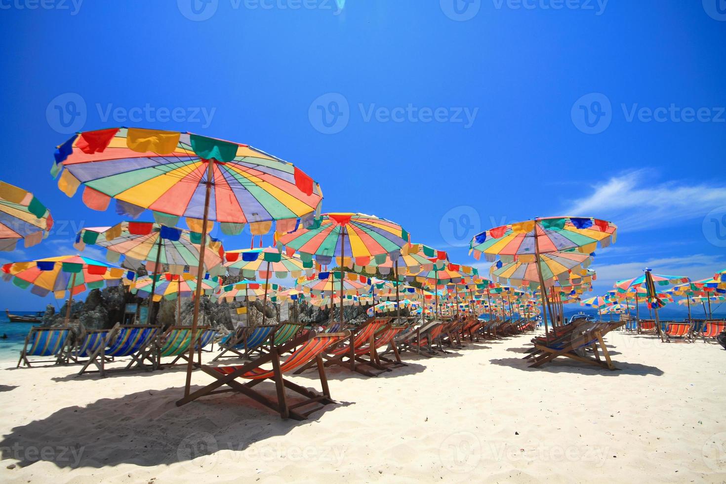 PHUKET beach with color umbrella photo