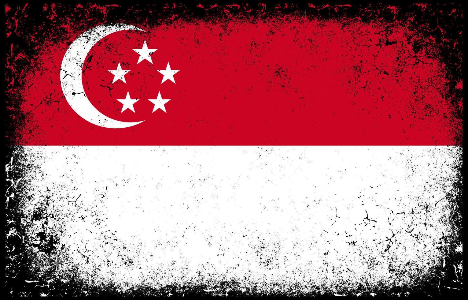old dirty grunge vintage singapore national flag illustration vector