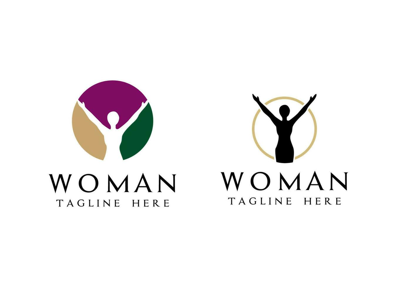 Woman label logo design template. vector