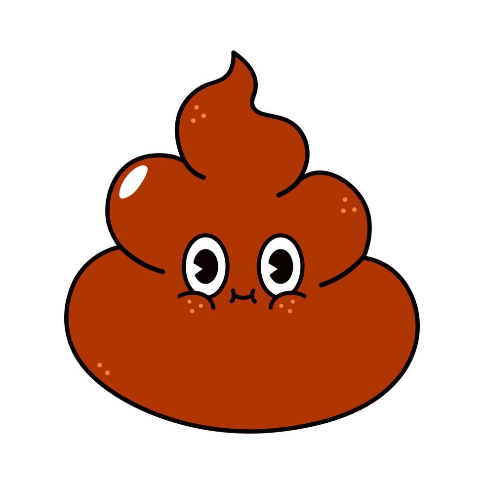 Cute funny poop  character. Vector hand drawn traditional cartoon vintage, retro, kawaii character illustration icon. Isolated on white background. Turd character concept
