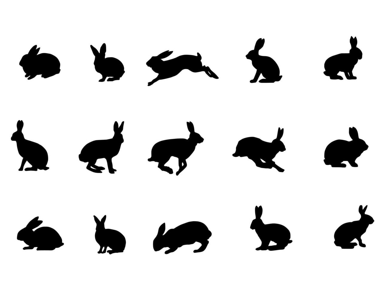 Set of rabbits silhouettes vector image