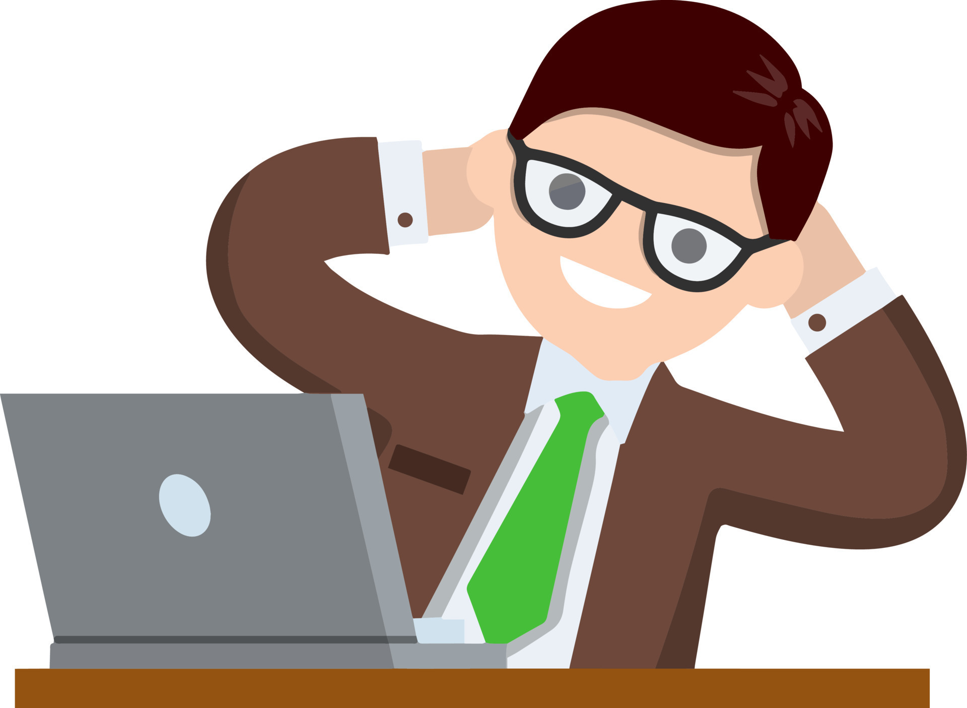 Successful businessman in suit. Gesture with hand behind head. Happy man in tie. Business or pleasure. Cartoon flat illustration. Rest at work with computer on table 11551768 Vector Art at Vecteezy Successful businessman in suit. Gesture with hand behind head. Happy man in tie. Business or pleasure. Cartoon flat illustration. Rest at work with computer on table 11551768 Vector Art at Vecteezy