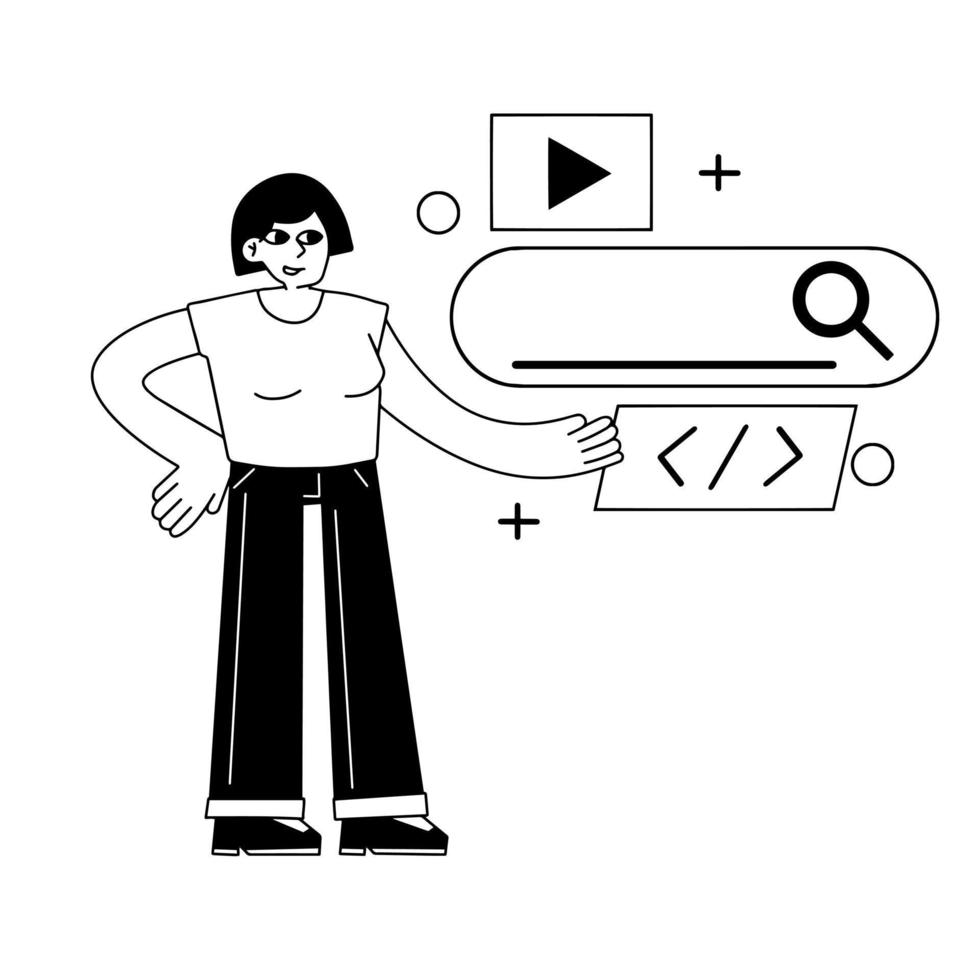 Female businesswoman. Superhero in red cloak. Girl in strong pose and suit. Success and victory in business. Cartoon flat illustration vector