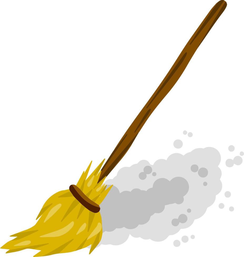 Broom. Rustic item for house cleaning. element of witch. Cartoon flat illustration. Sweeping and Old wooden MOP in wooden handle vector