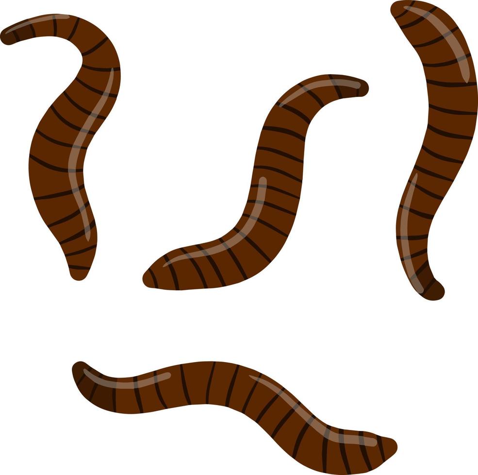 Leech. Set of bloodsucking insects. Red dangerous worms. Nasty slimy animals of rivers and lakes. Cartoon flat illustration isolated on whiite vector