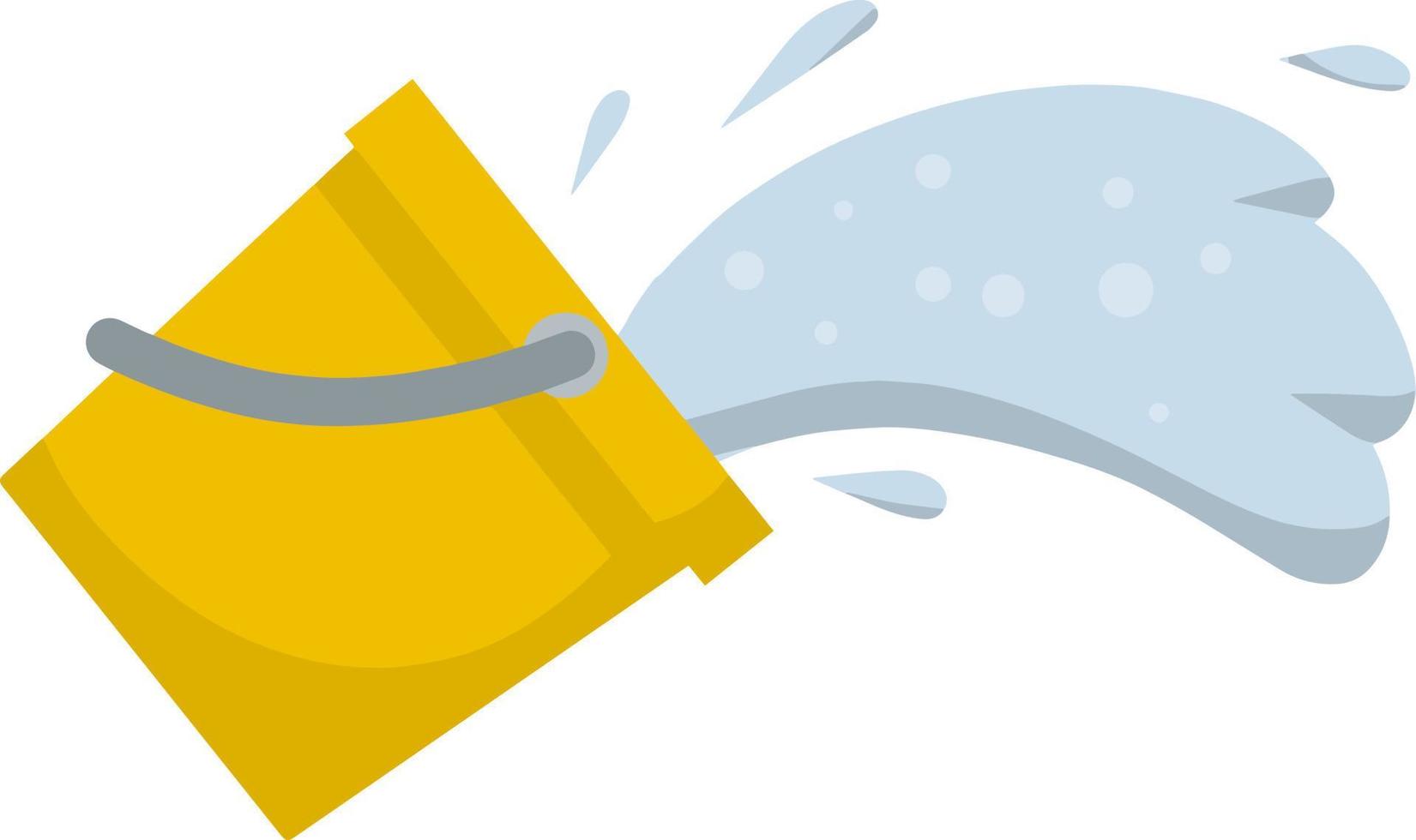 Splash and splatter. Liquid pours out. Cartoon flat illustration. Cleaning the house. Orange bucket of water. Yellow object for washing vector