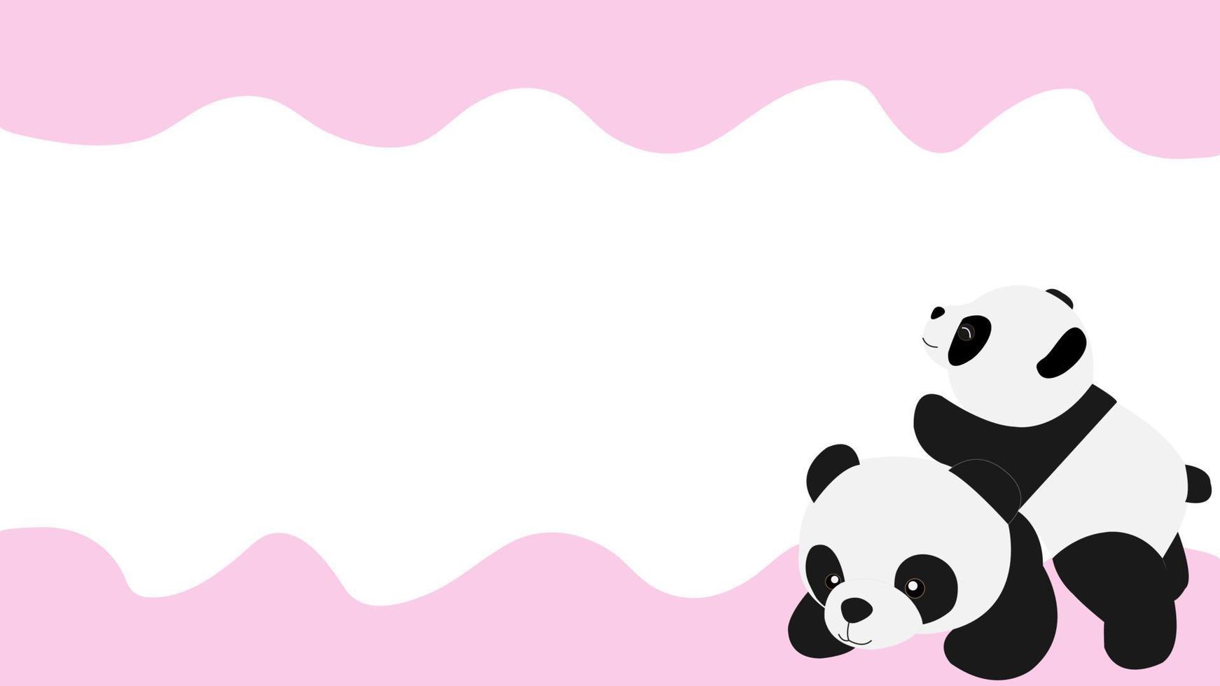 panda de dibujos animados en banner goteando ola rosa. hay espacio en blanco para el texto. vector