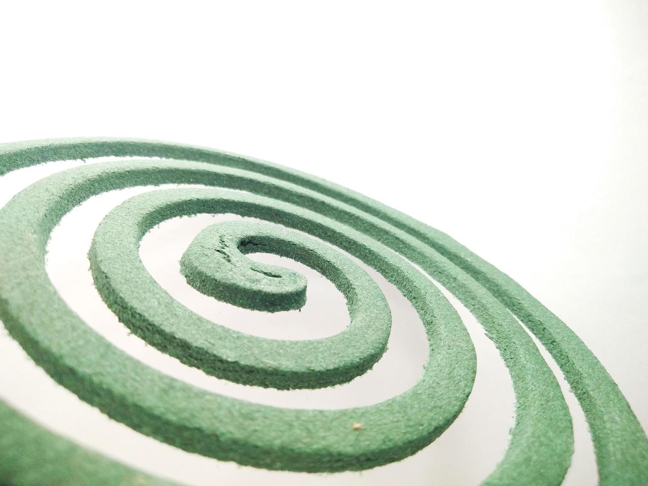 green mosquito coil in the form of a spiral isolated on a white background.close up photo
