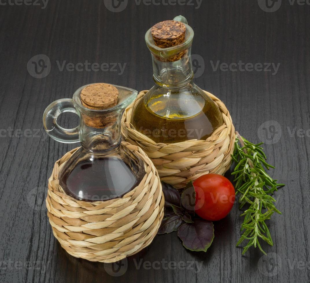 Oil, vinegar with rosemary photo