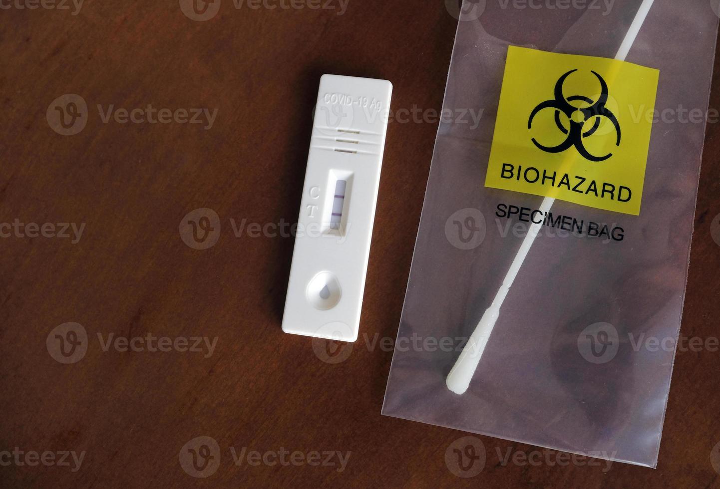 Coronavirus - COVID-19 - rapid test with positive result on a table photo