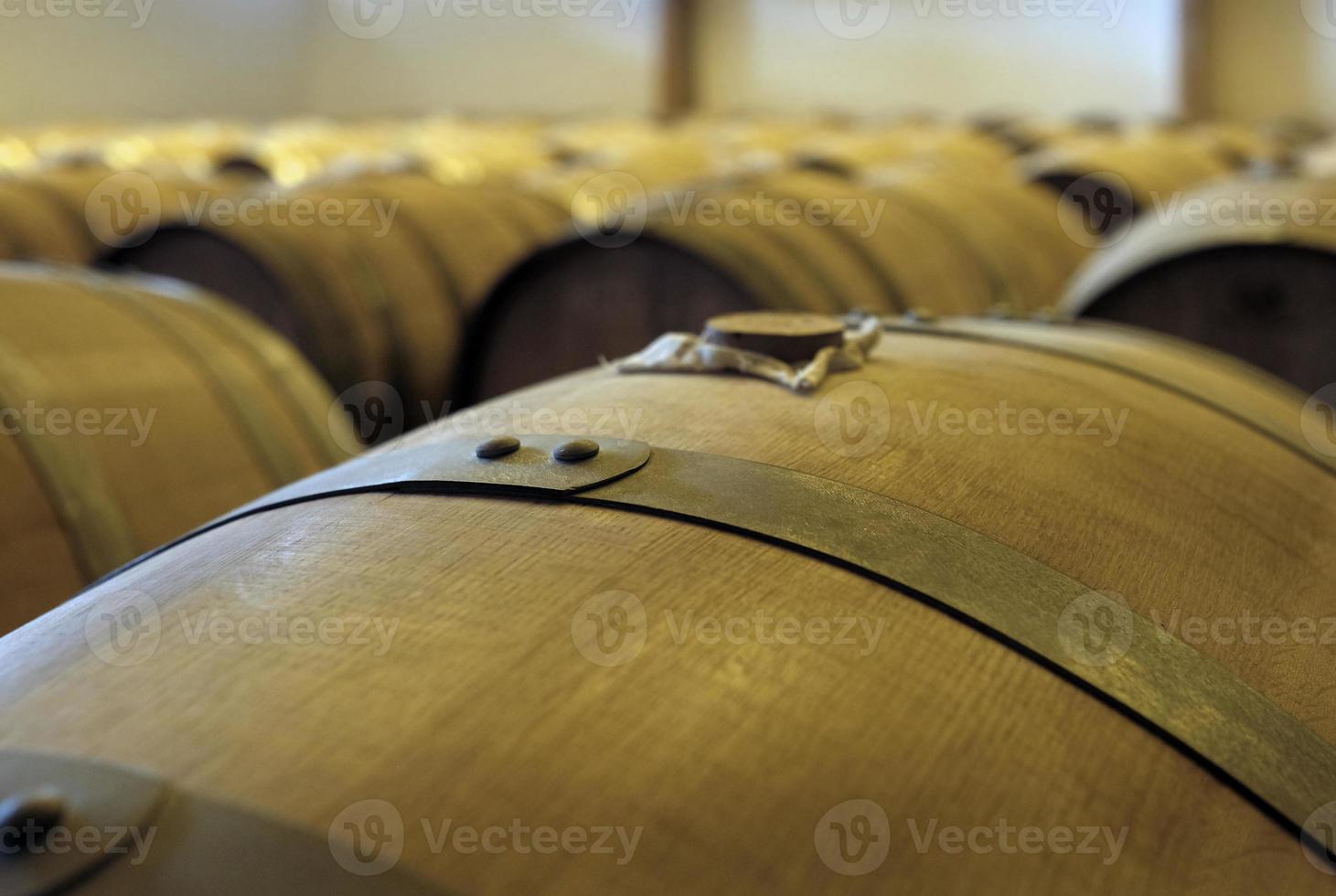 Stacked casks at a whisky distillery photo