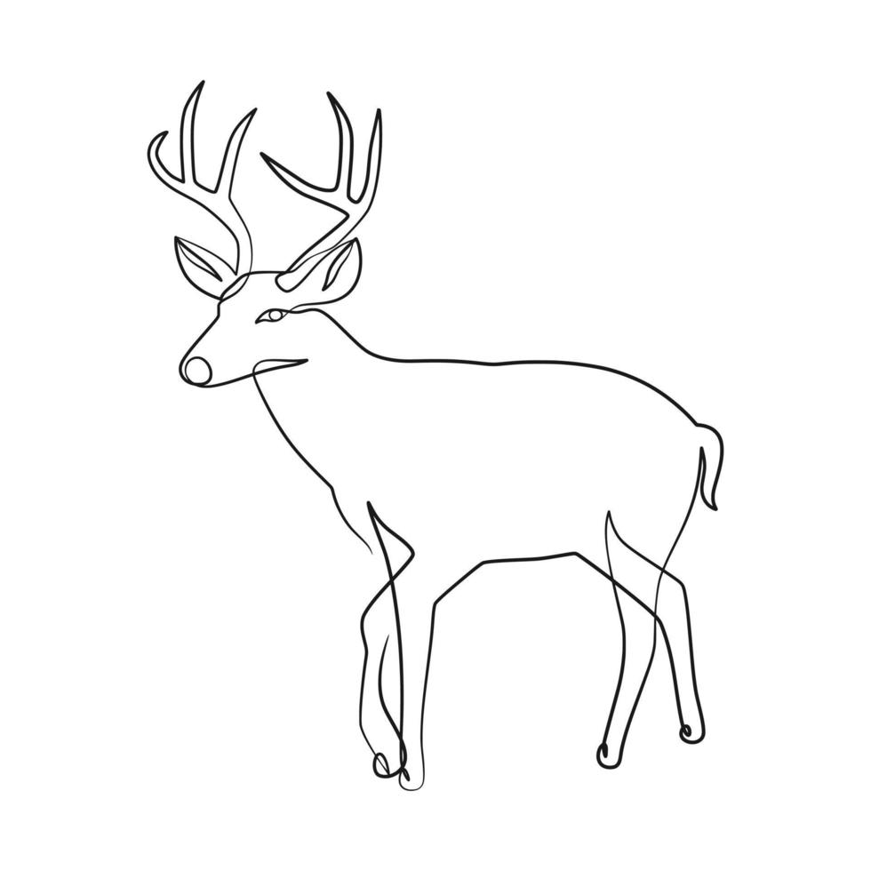 Deer continuous line art illustration. Deer one line art minimalism vector