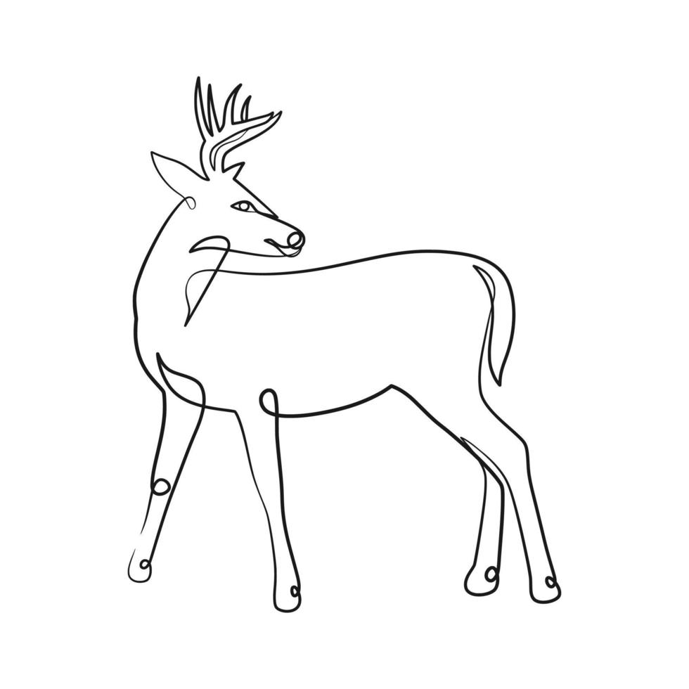 Deer continuous line art illustration. Deer one line art minimalism vector