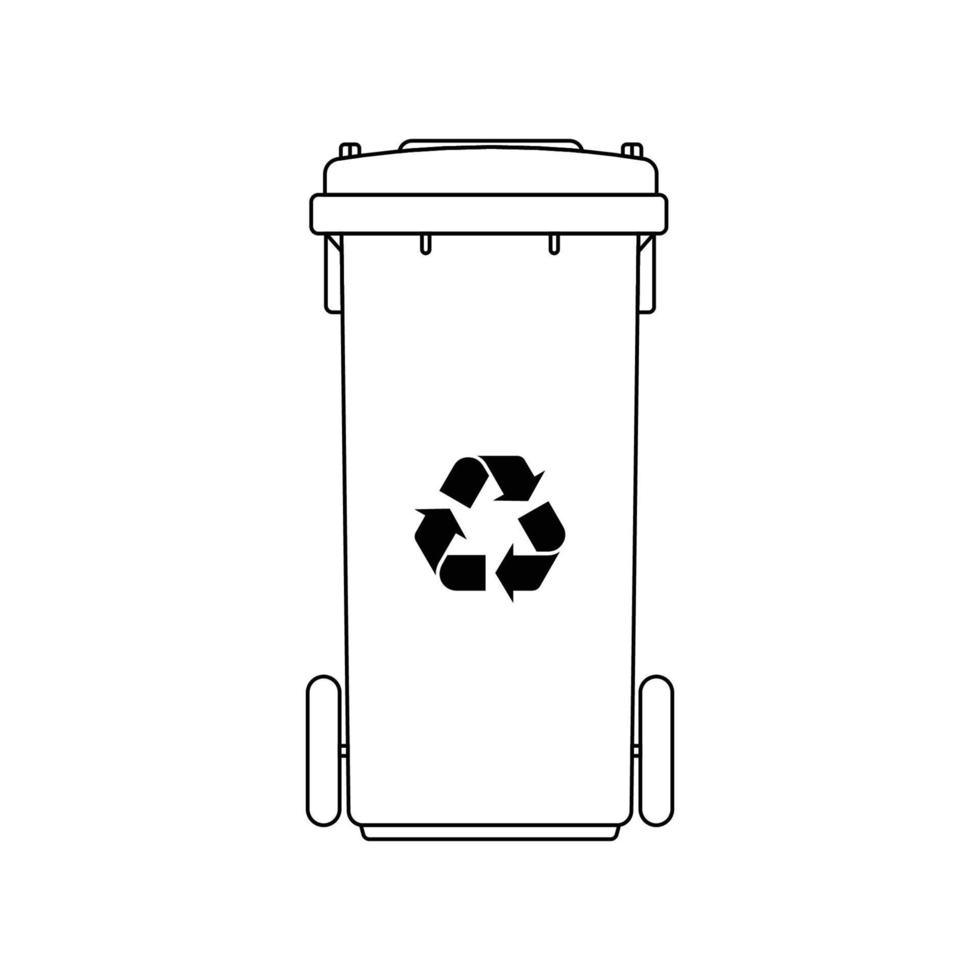 icono de contorno de papelera de reciclaje ilustración sobre fondo blanco vector