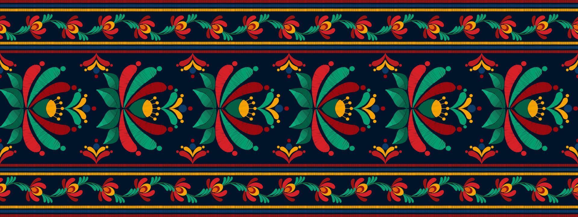 Floral ethnic ikat seamless pattern decoration design. Aztec fabric carpet boho mandalas textile decor wallpaper. Tribal native motif flower decorative traditional embroidery vector background